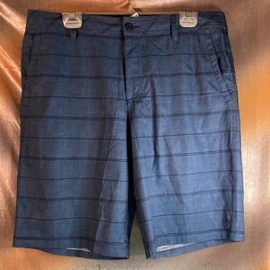 Hang Ten Men's Striped Casual Chino Shorts - Blue 36”